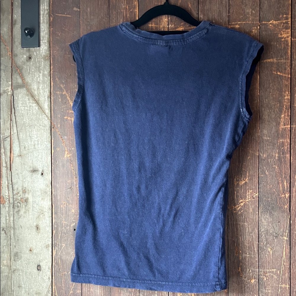 Blue Lace-Up Women's Muscle Tee - Picture 5 of 5